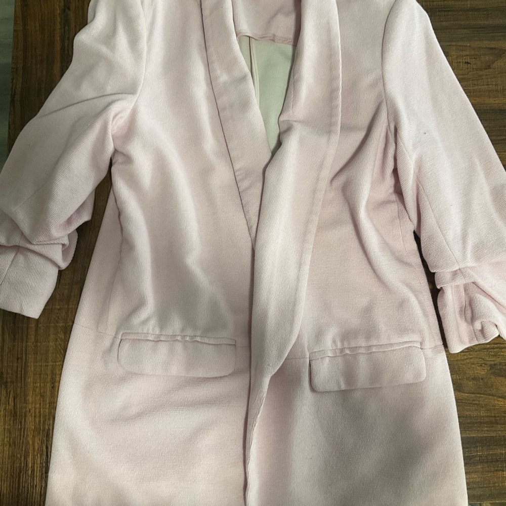 Light Pink Open Front Blazer